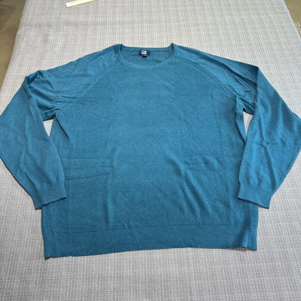 Cutter Buck Crewneck Sweater 3XL Tall Teal Thermal‎ Casual Layering Lounge